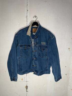 Vintage Schaefer Outfitter Blue Ribbon Custom Tack Denim Trucker Jacket Made in